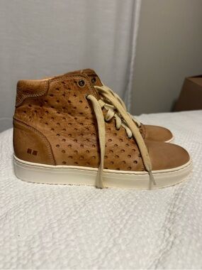 Bed Stu Tan Leather High-Top Sneakers with Cream Laces